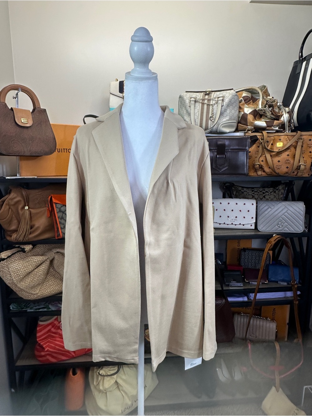 Emily Bela Knit Beige Women’s Light Blazer Jacket Size Large NWT